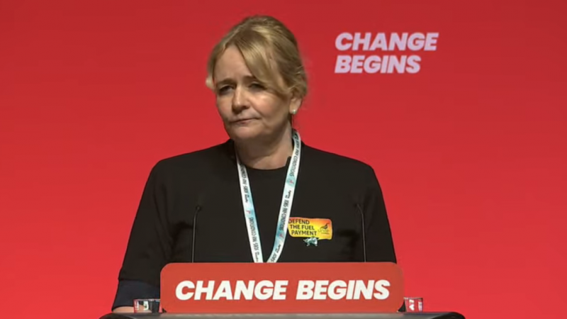 Sharon Graham speaking on the Winter Fuel Allowance motion at Labour Conference