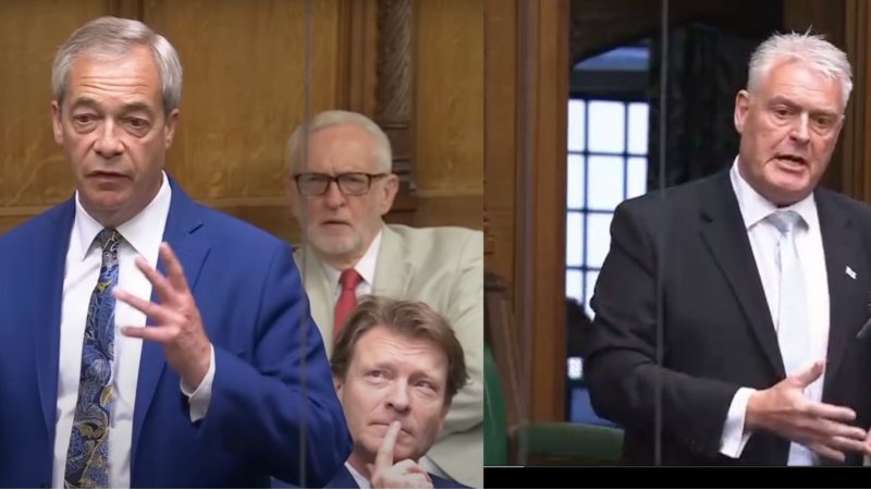 Nigel Farage and Lee Anderson speaking in Parliament