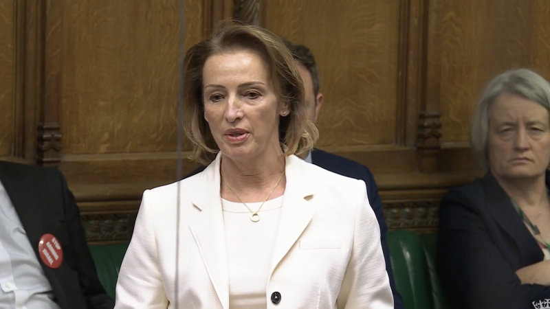 Sarah Pochin asking a question in PMQs