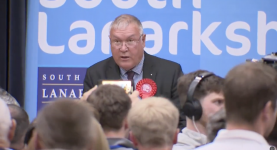 Davy Russell gives his acceptance speech at the Hamilton, Larkhall and Stonehouse by-election count