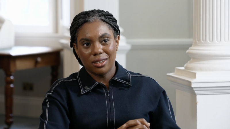 Kemi Badenoch being interviewed by the BBC's Chris Mason