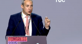 Equity general secretary Paul W Fleming speaking at TUC Congress