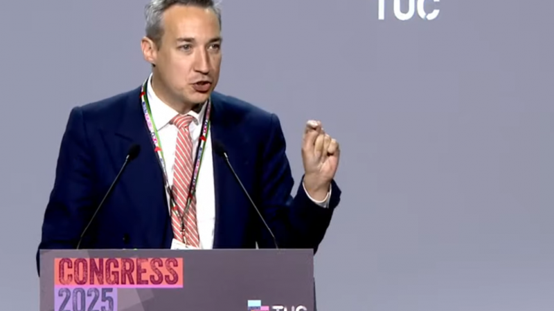 Equity general secretary Paul W Fleming speaking at TUC Congress