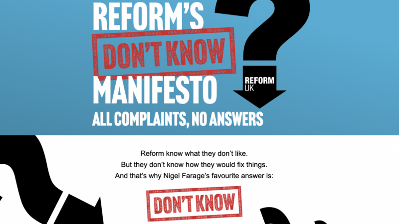 Reform 'Don't Know' manifesto