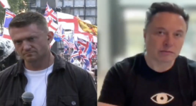 Elon Musk speaking at Tommy Robinson's protest