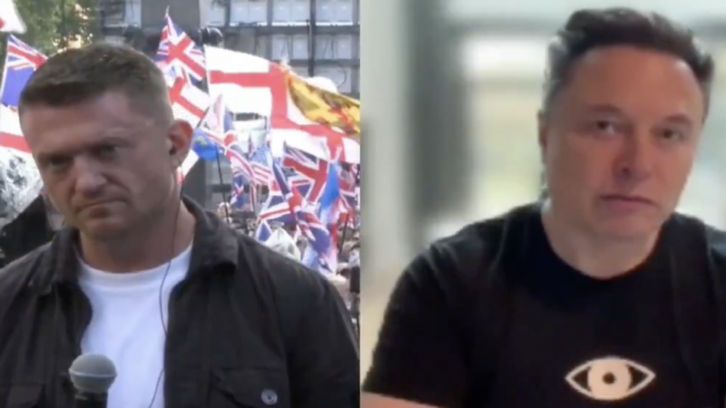 Elon Musk speaking at Tommy Robinson's protest