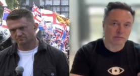 Elon Musk speaking at Tommy Robinson's rally