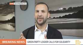 The Green Party leader speaking about the Manchester synagogue attack