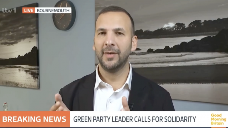 The Green Party leader speaking about the Manchester synagogue attack