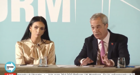 Nigel Farage speaking at a press conference yesterday