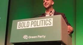 Zack Polanski speaking at Green Party conference
