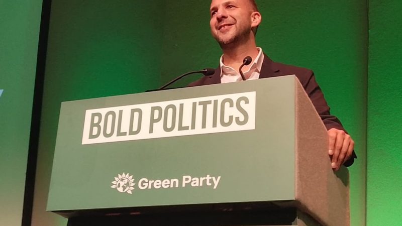 Zack Polanski speaking at Green Party conference