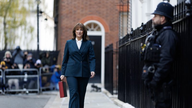 Rachel Reeves leaving Downing Street to deliver her budget