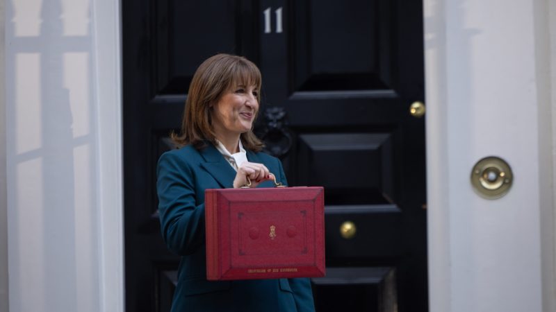Rachel Reeves holding the budget briefcase