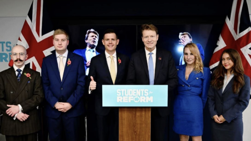 Matt Goodwin, Richard Tice and Lois Perry at the Students4Reform launch
