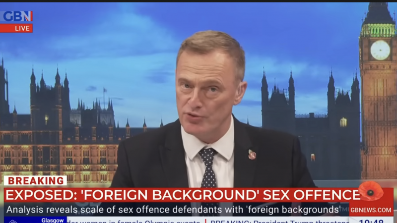 Martin Daubney presenting the data on his GB News show