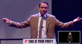 Shockat Adam speaking at Your Party Conference