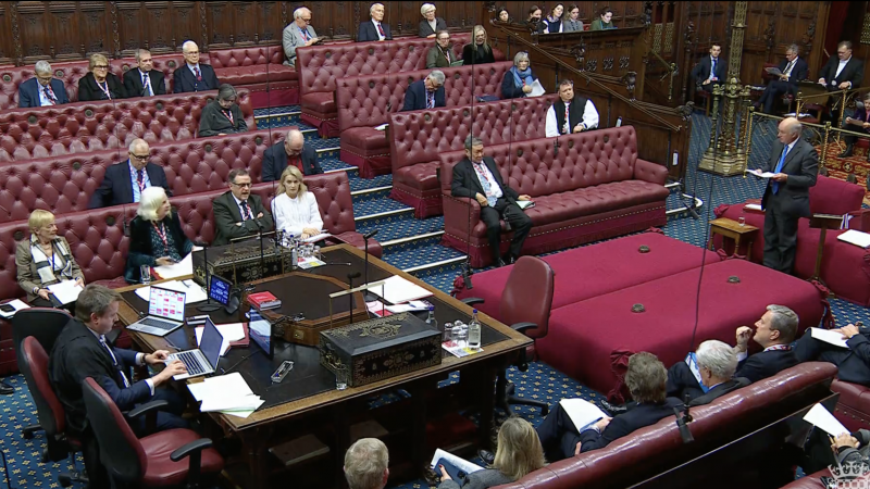 Peers debating the Employment Rights Bill yesterday
