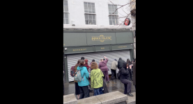 Protestors gathered outside bar where Farage attended a private function