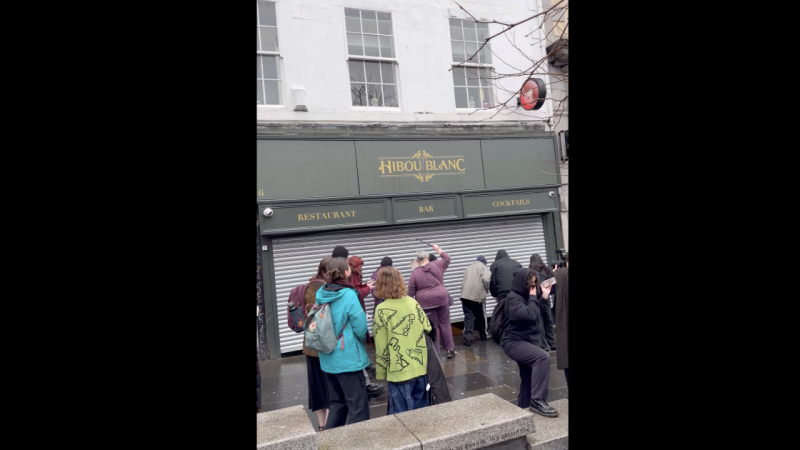 Protestors gathered outside bar where Farage attended a private function