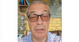 Nigel Farage recording a cameo video