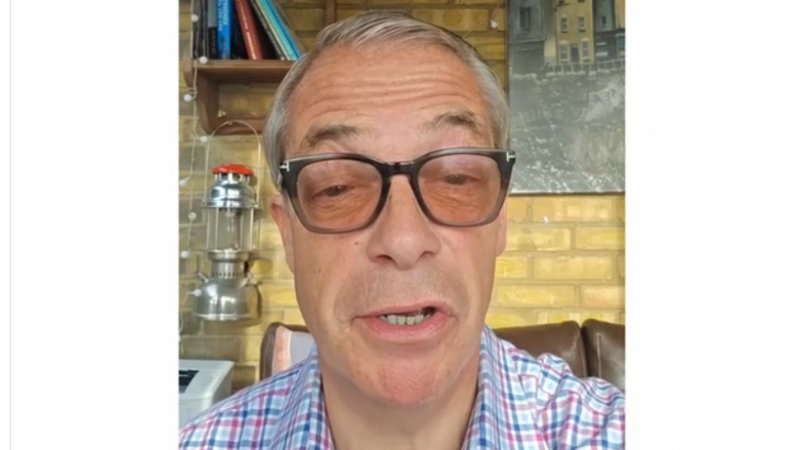 Nigel Farage recording a cameo video