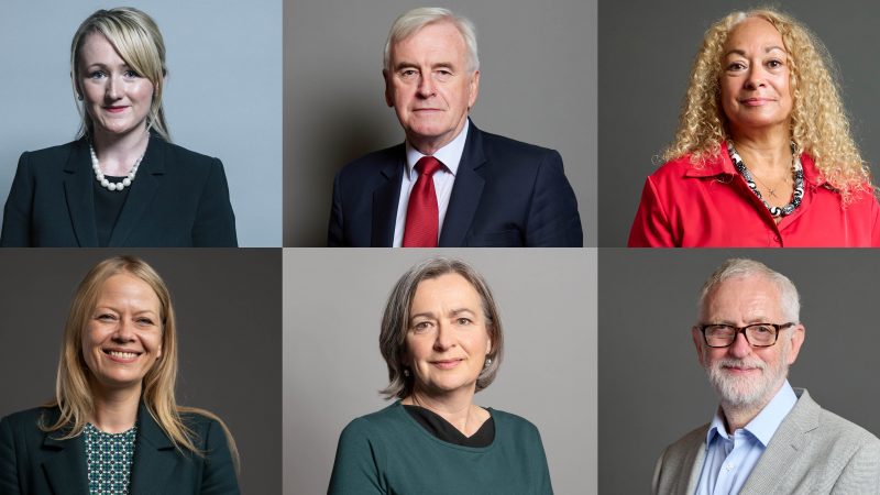 Photos from top left to bottom right: Rebecca Long-Bailey, John McDonnell, Kim Johnson, Sian Berry, Liz Saville Roberts, Jeremy Corbyn