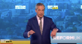 Nigel Farage gets heckled at London local election launch