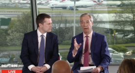 Nigel Farage and Robert Jenrick at a Reform press conference today