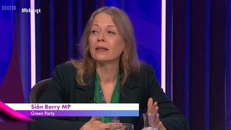 Sian Berry speaking on BBC Question Time